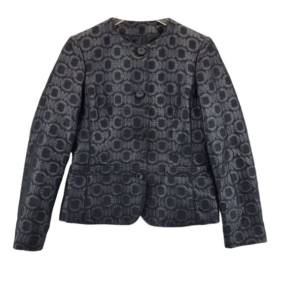 Agnona Womens Short Jacket Size 44 Medium Black Metallic Embroidered Wool Blend - Picture 1 of 12